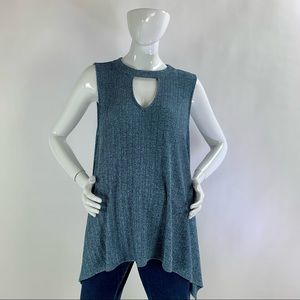 Women’s Extra Large (XL) Blue Melange JENNIFER LOPEZ Ribbed Knit Sleeveless Top